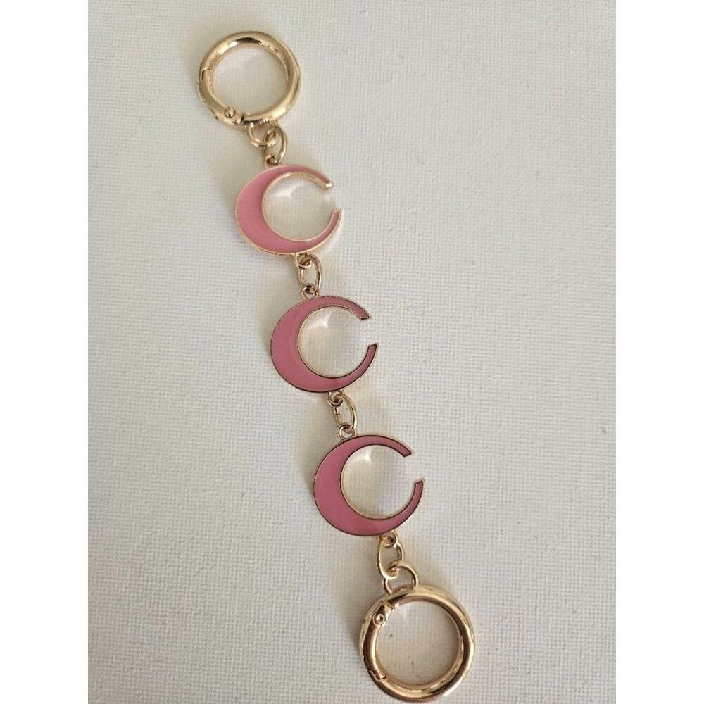 Handbag Purse Chain Handle Strap Crossbody Extender "C' - Gold Tone/Pink